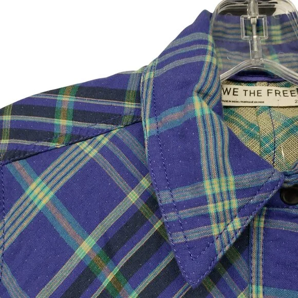 NEW Free People Ruth Long Button Front Shirt Dress Duster Jacket Purple Green - Picture 6 of 15